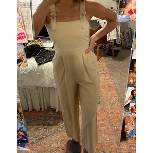 Japna tan khaki nude cotton jumpsuit
